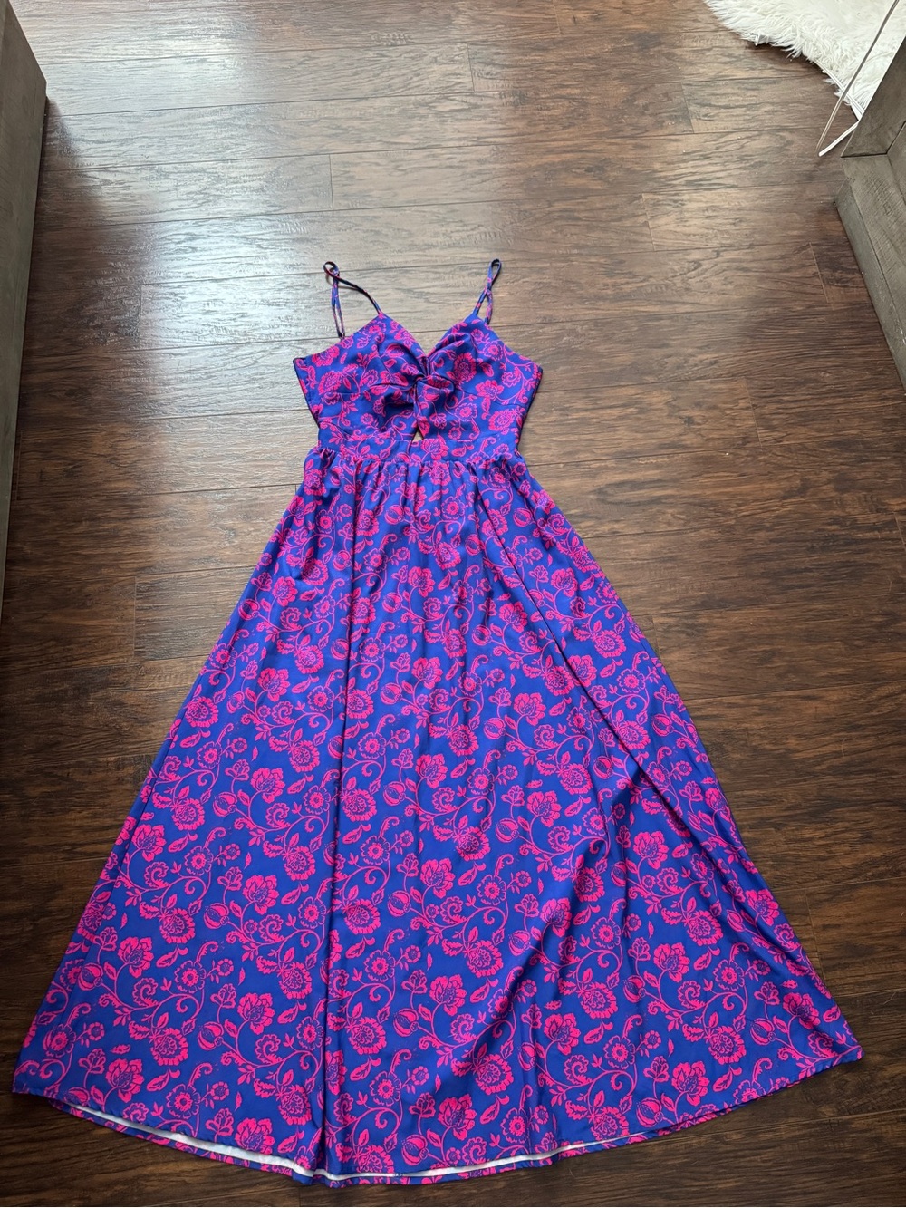 Cupshe Blue & Pink Twist-Front Floral Maxi Dress - Picture 4 of 5